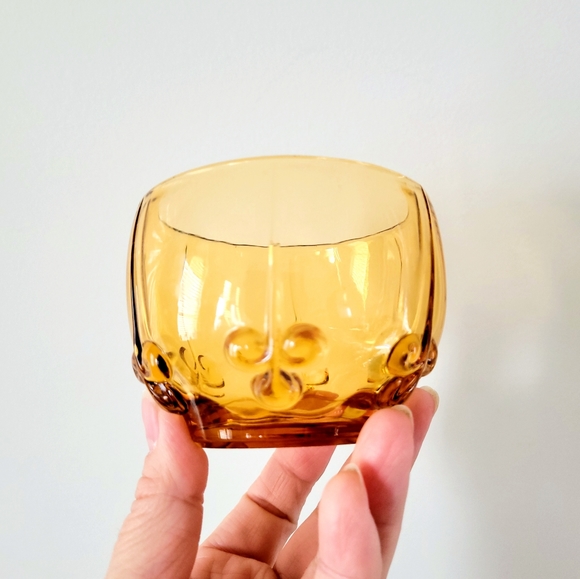 VTG Amber Glass Clover flower Creamer & Sugar Bowl On Matching Tray - Picture 4 of 10